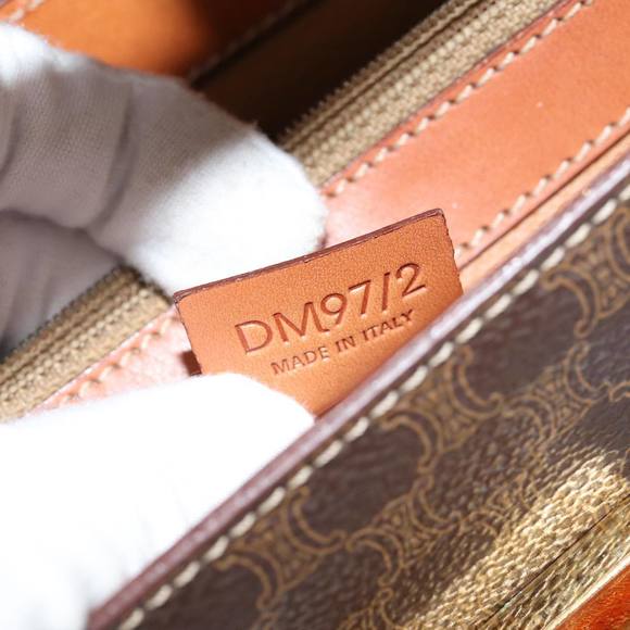 CELINE Macadam Canvas Hand Bag PVC Leather 2way Brown Gold Auth 86265 - Picture 12 of 16